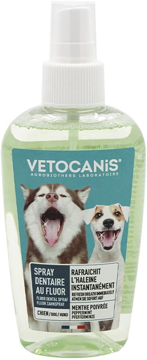 vetocanis - spray dentaire voor honden en katten - frisse adem met pepermint 150 ml