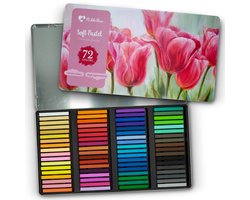 Mikkelhus Soft Pastelkrijt - Set met 72 intens gepigmenteerde kleuren krijt - Zachte pastelkrijtjes - Verpakt in een luxe blik - Voor kunstenaars en…