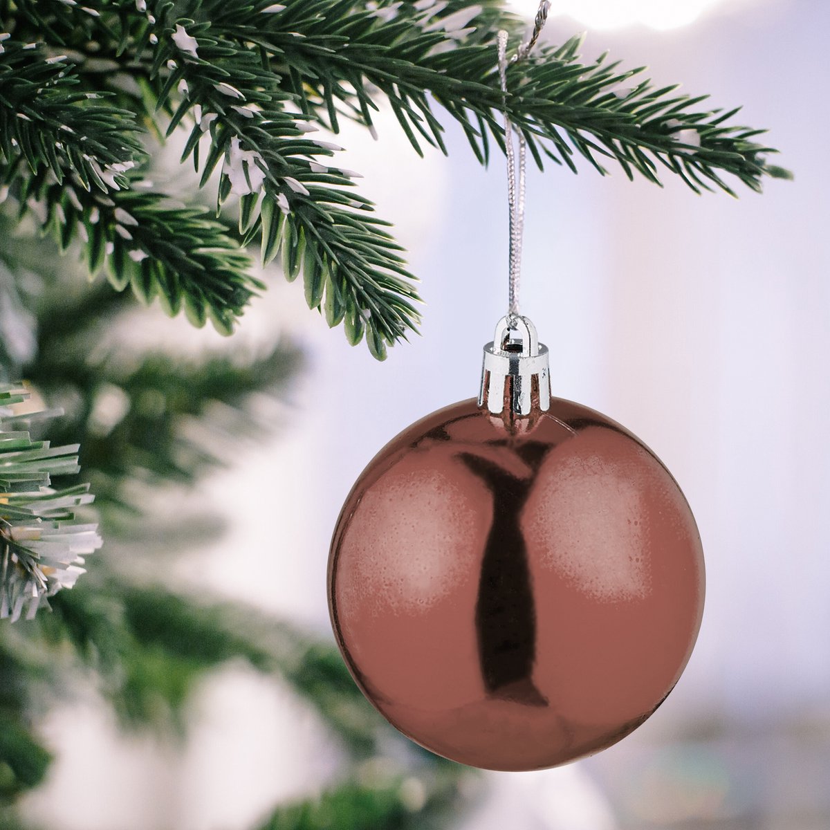 kerstballen set van 100 - Ø 6 cm - glanzend - mat - kunststof - bruin – foto 3