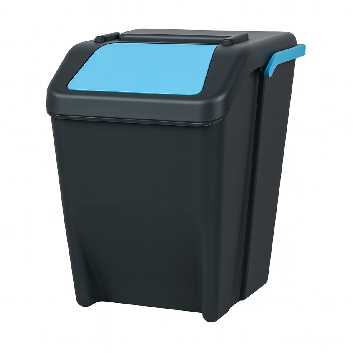 Stapelbare Vuilnisbak 25 Liter – Afvalscheiding Prullenbak met Klepdeksel – Blauwe Afvalbak – Compact & Modulair Systeem – Blauw