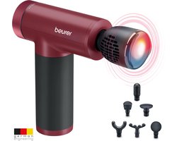 Beurer MG 195 HOT & COLD Limited Edition 25 Massage Gun - Verwarmt & koelt spieren - Incl. 7 opzetstukken - 9 Intensiteitsniveaus - Krachtige accu - Draadloos gebruik - 3 Jaar garantie - Bordeaux/zwart