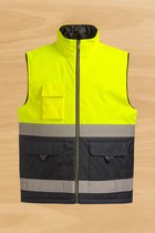 MILAN Veiligheidsbodywarmer Fluogeel/Navy - Maat XXL - Reflecterende Strepen - Werkvest voor Zware Klussen
