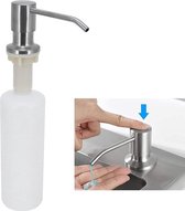 Zeepdispensers - Zeeppompje - Aanrecht Zeepdispenser - Inbouw-Rond - Set Hervulbaar - 300 ml- Rvs Voor Douche Keuken - Zeeplotion Dispenser Gereedschap-Voor Thuis Aanrecht - Zilver