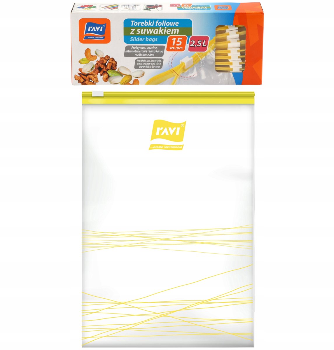 RAVI - Foliezakken - 2,5L - 15 stuks - Herbruikbare Ritssluiting