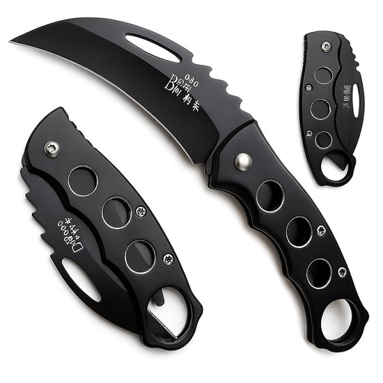 Couteau de poche tactique de Survie - Zwart - 16CM - avec boucle