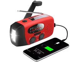Denver Noodradio - Powerbank Zonneenergie - FM Radio - Noodpakket - Zaklamp - Opwindbaar - SOS Knop - Solar powerbank - SCR2010
