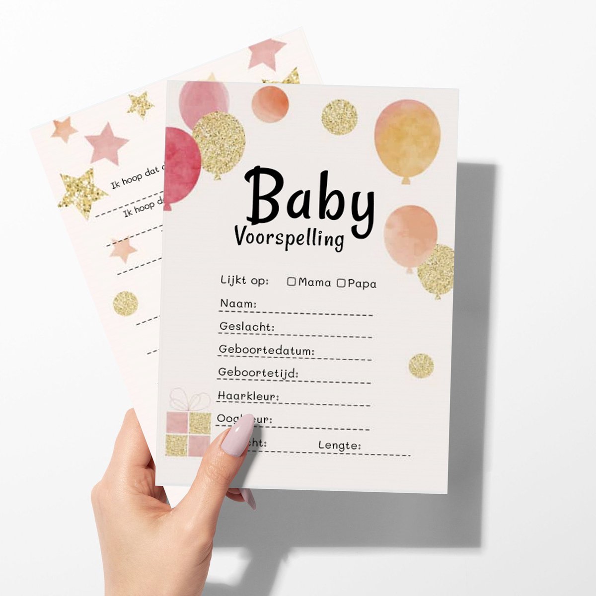 Consumerce® Babyshower Gender Reveal Ballonnen – 10 Stuks – Invulboek Cadeau – Baby Shower Spelletjes – Jongen Meisje – Boy Girl – Genderreveal – Voorspellingen – Voorspel Kaarten Set – Decoratie Kraskaart