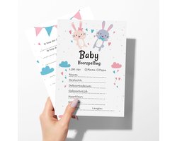 Consumerce® Babyshower Gender Reveal Invulkaarten Konijntjes – 10 Stuks – Invulboek Cadeau – Baby Shower Spelletjes – Jongen Meisje – Boy Girl – Genderreveal – Voorspellingen – Voorspel Kaarten Set – Decoratie Kraskaart Consumerce® Babyshower Gender Reveal Invulkaarten Konijntjes – 10 Stuks – Invulboek Cadeau – Baby Shower Spelletjes – Jongen Meisje – Boy Girl – Genderreveal – Voorspellingen – Voorspel Kaarten Set – Decoratie Kraskaart