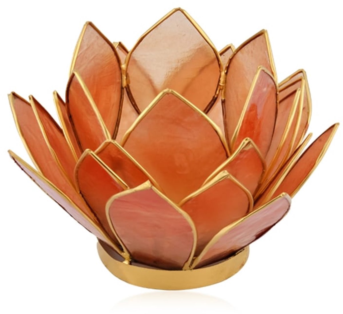Lotus theelichtje Capiz schelp oranje