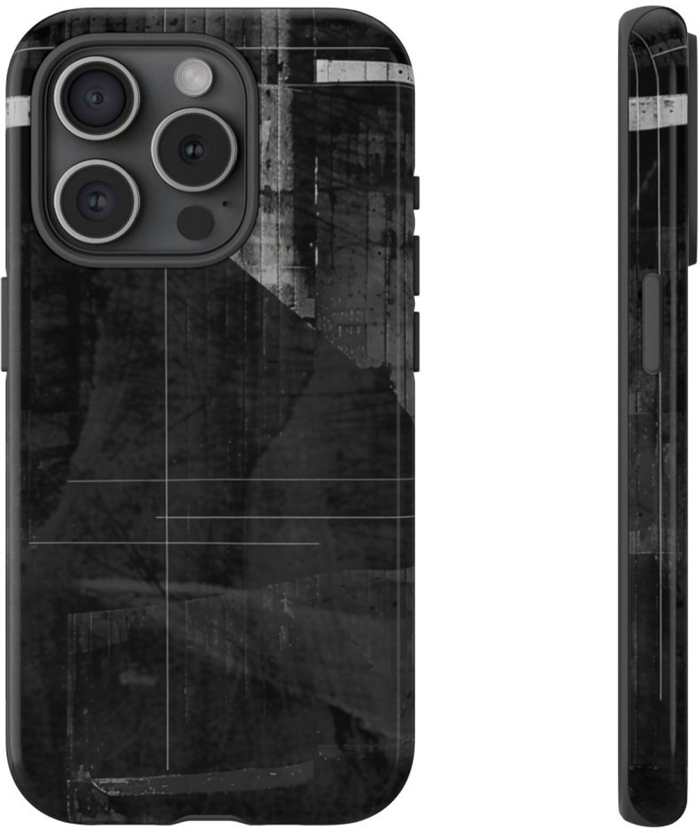 Zwart-Wit Abstracte Geometrische Textuur – Telefoonhoesje Geschikt voor iPhone 15 Pro