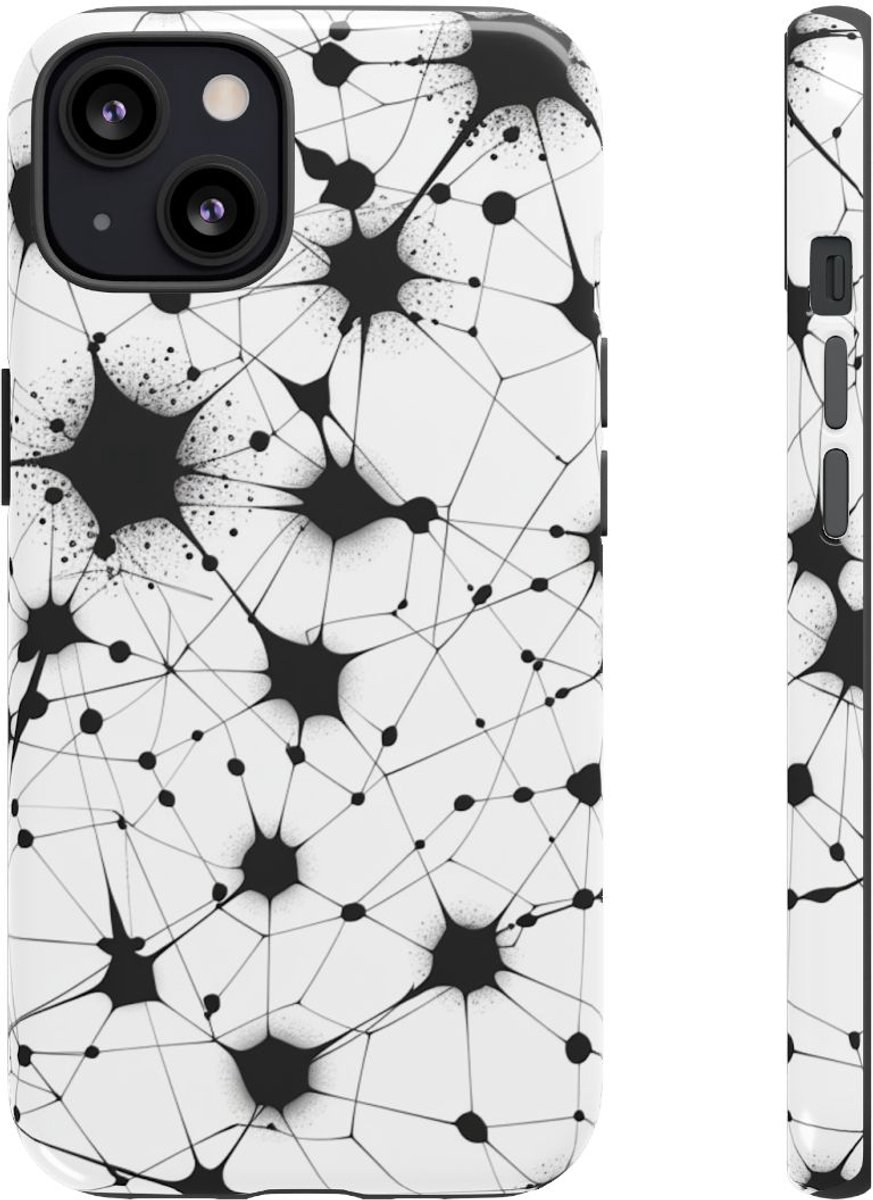 Zwart-Wit Abstract Netwerkpatroon – Telefoonhoesje Geschikt voor iPhone 13