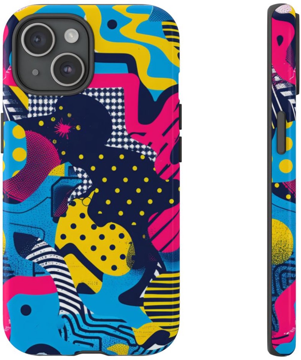 Vrolijk Abstract Geometrisch Patroon – Telefoonhoesje Geschikt voor iPhone 15