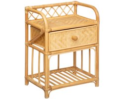 Atmosphera Nachtkastje Rotan - Ibiza stijl - hout - met lade - 45 x 30 x 60 cm