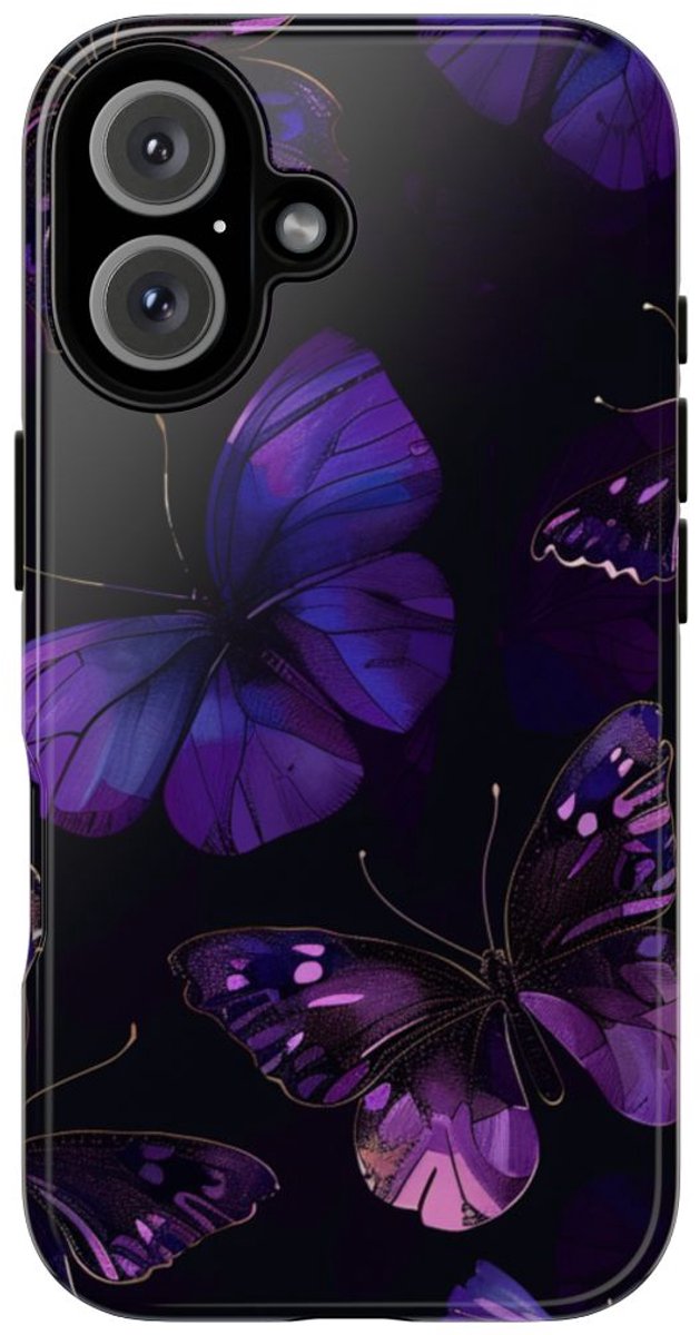 Paars Vlinderpatroon – Telefoonhoesje Geschikt voor iPhone 16
