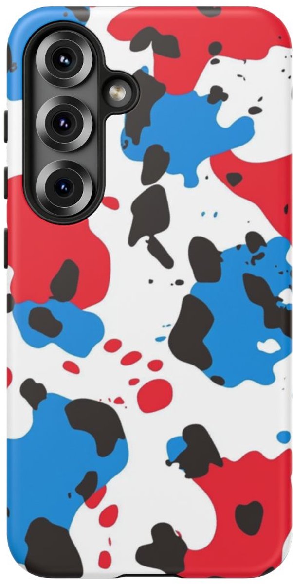 Rood-Blauw Abstracte Vlekkenpatroon – Telefoonhoesje Geschikt voor Galaxy S25