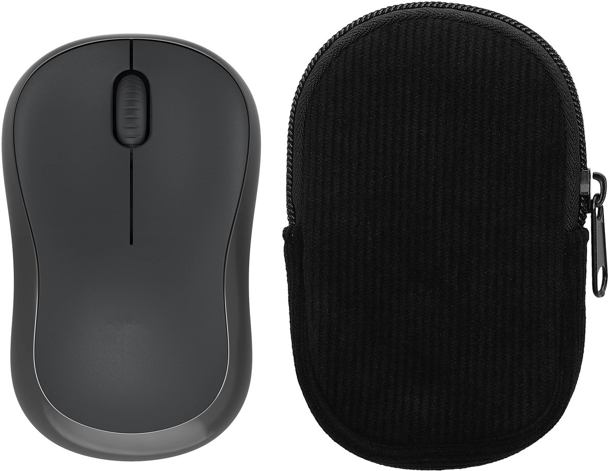 Image of kwmobile Muisetui voor Logitech M240 SILENT / M325S Hoes - Etui voor Bluetooth-muis van robuust koord en neopreen - zwart.