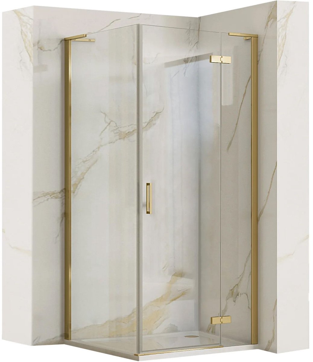 Rea Hugo Brush Gold 90X80 - 200 cm - Douchecabine - Rechthoek - Geborsteld Goud