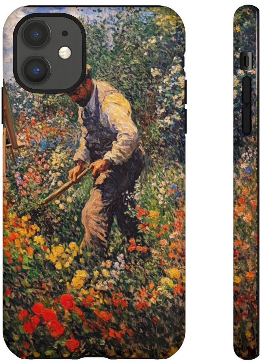 Tuinier in Bloemrijke Tuin – Telefoonhoesje Geschikt voor iPhone 11
