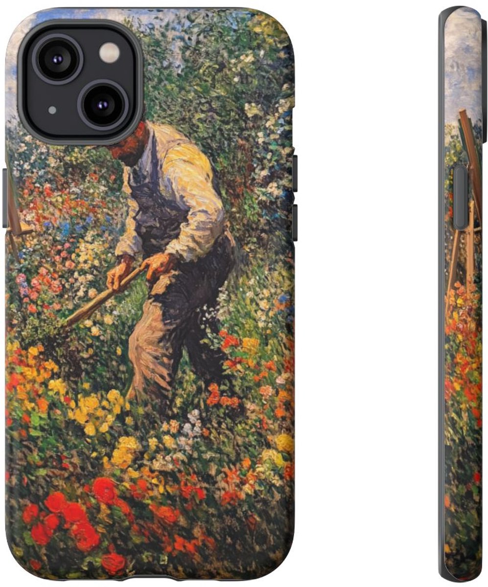 Tuinier in Bloemrijke Tuin – Telefoonhoesje Geschikt voor iPhone 14 Plus