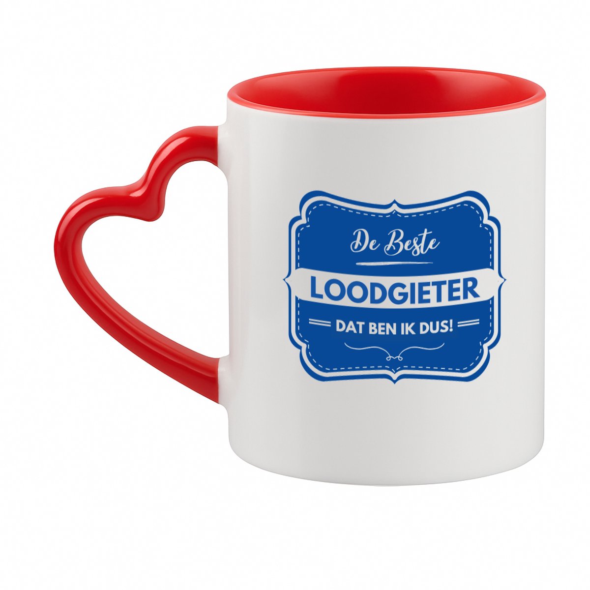 Hacebo® - De beste loodgieter koffiebeker met hart oor rood - Loodgieter - loodgieters - thee mok - koffie beker - werk - afscheidscadeau - verjaardagscadeau - kado - koffiemok - 330 ML