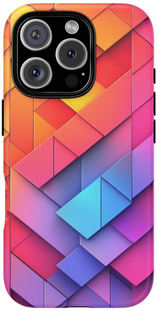 Kleurrijk Geometrisch Patroon – Telefoonhoesje Geschikt voor iPhone 16 Pro