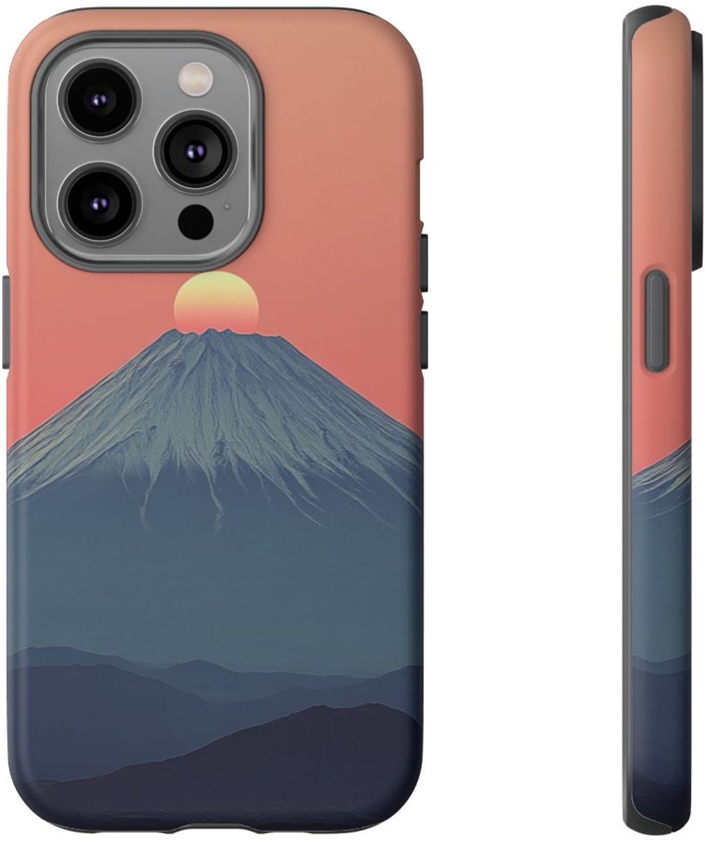 Berglandschap bij Zonsondergang – Telefoonhoesje Geschikt voor iPhone 14 Pro