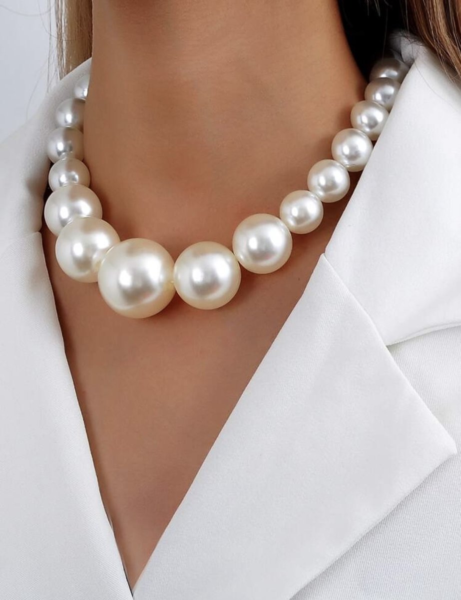 Ketting - parel statement ketting met ronde kralen - statement ketting - ketting met kralen - ketting - ketting parels - parel ketting - bubble grote kralen ketting - pearl necklace - statement ketting - moederdag - moederdag cadeautje
