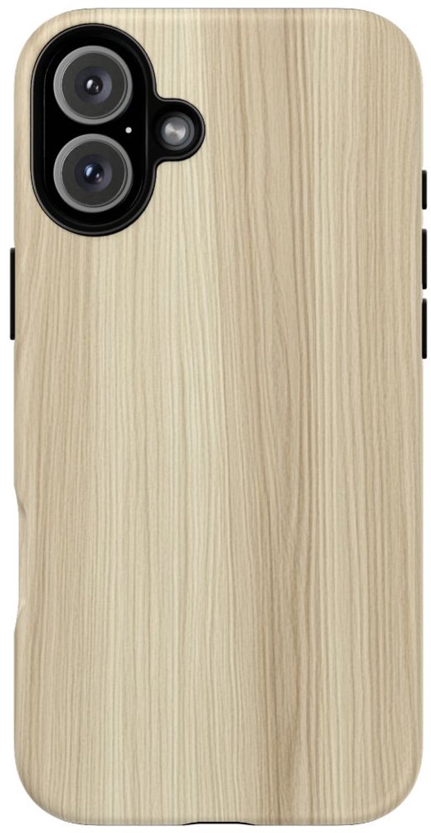 Minimalistisch Bleek Crèmekleurig Houtpatroon – Telefoonhoesje Geschikt voor 16 Plus