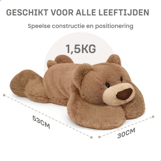 CRVFTED Verzwaringsknuffel Beer - 1.5kg - 50cm - Verzwaarde Knuffel - Weighted Stuffed Animal - Anxiety Knuffel - Sensorisch Speelgoed - Zware Knuffel
