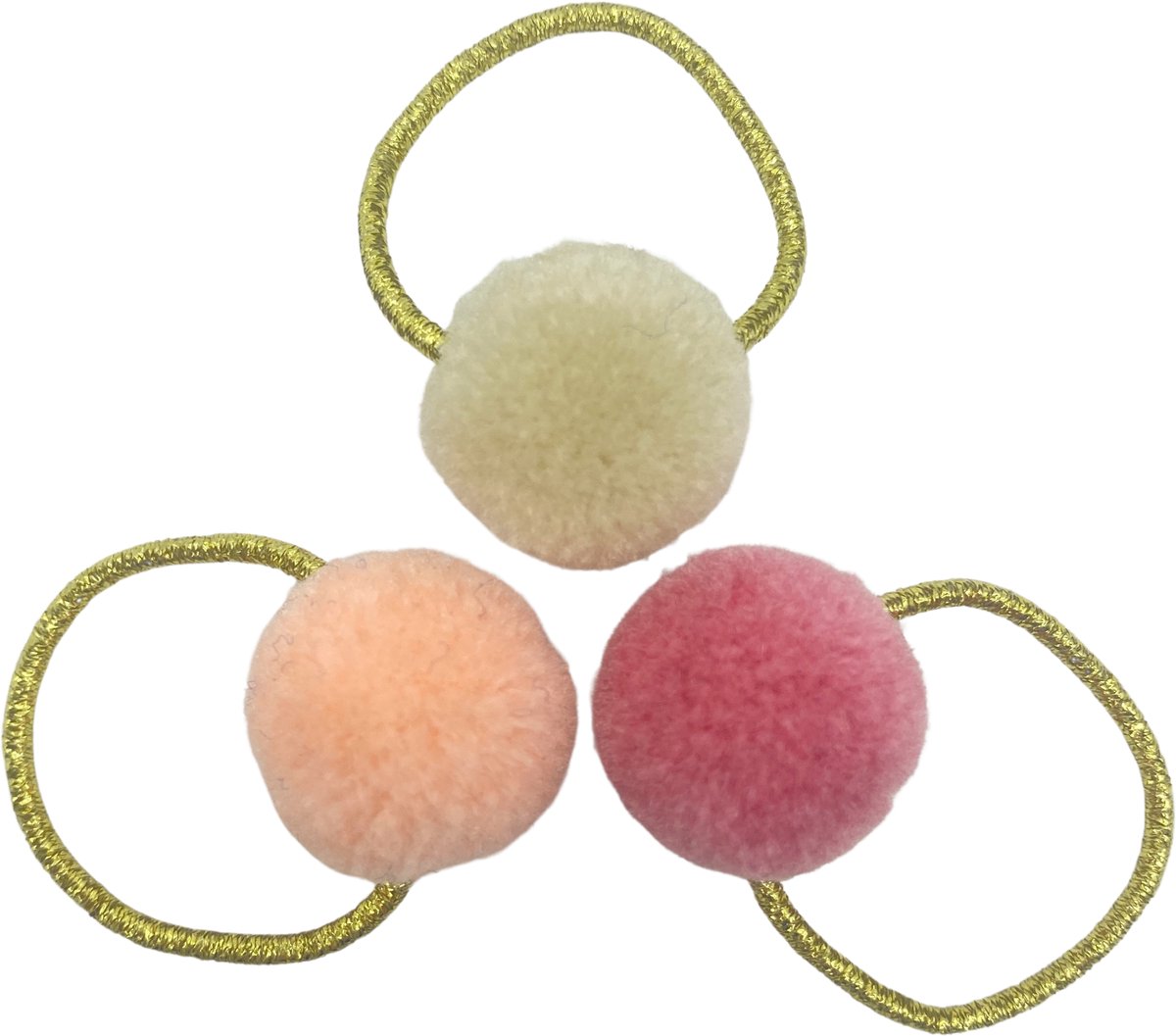 Basic mini haarelastiekjes met pompoms - Pink sands