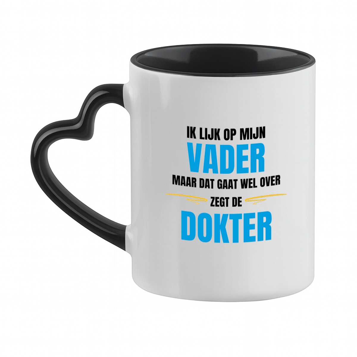 Hacebo® - Ik lijk op mijn vader koffiebeker met hart oor zwart - liefste vader - thee mok - koffie beker - cadeautje - verjaardagscadeau - verjaardag - cadeau voor papa - cadeau - kado - geschenk - gift - koffiemok - 330 ML