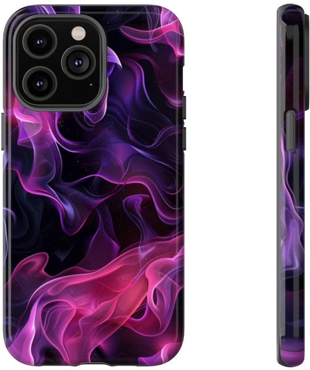 Violette en Roze Abstracte Vlammen – Telefoonhoesje Geschikt voor iPhone 14 Pro Max
