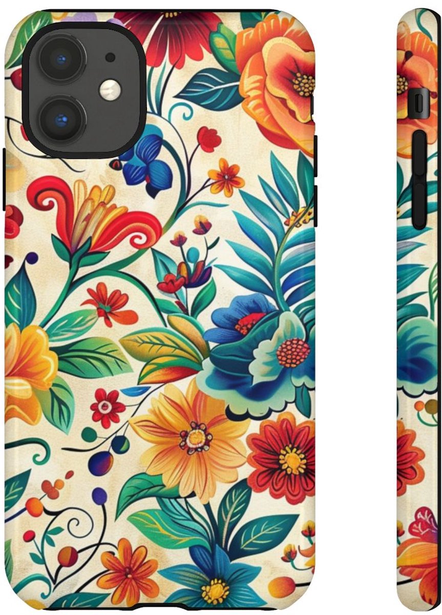 Vrolijk Multicolor Bloemenpatroon – Telefoonhoesje Geschikt voor iPhone 11