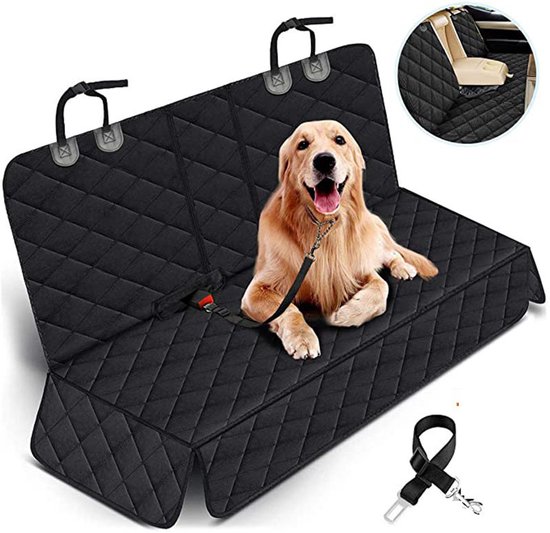 Hondenbescherming Voor Achterbank – 62 X 137 Cm – Antislip & Krasbestendig – Waterdicht – Voor Kleine & Grote Honden – Grijs/zwart/ruit