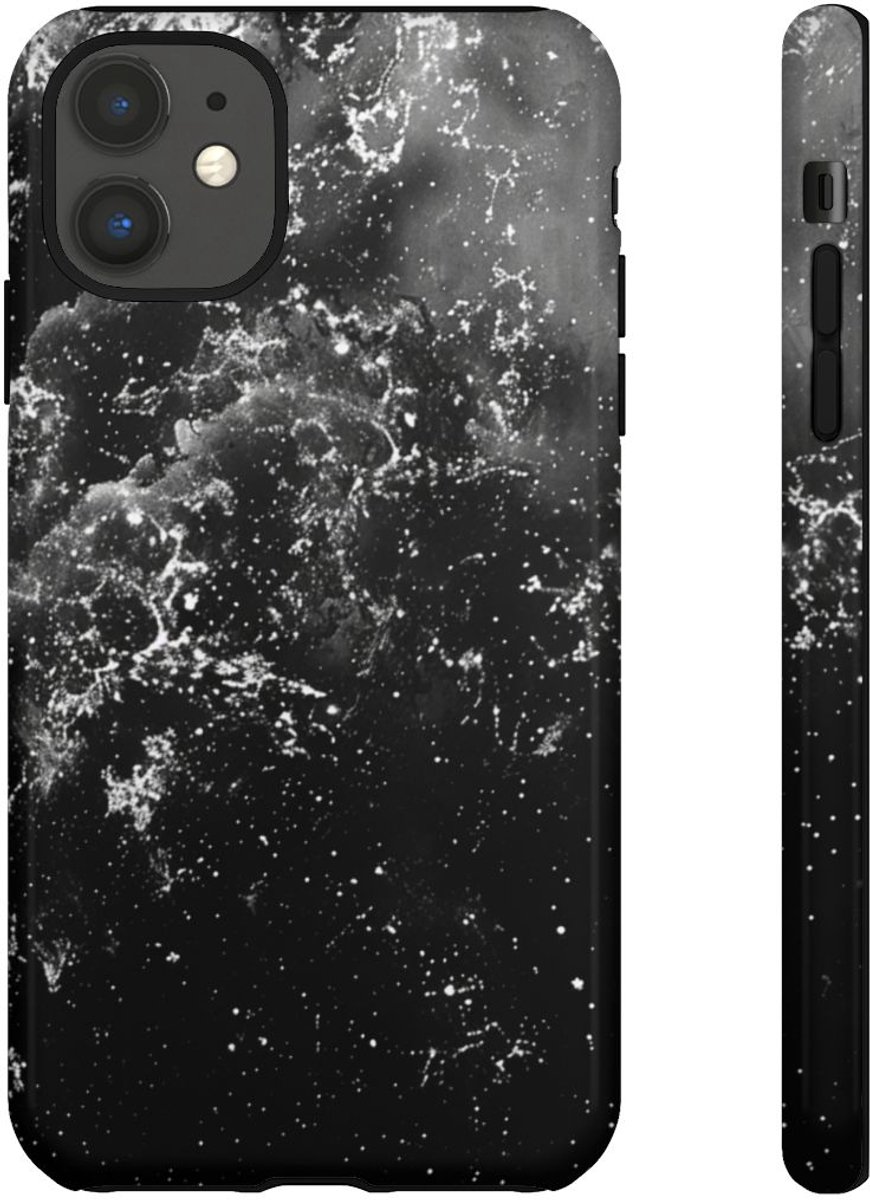 Zwart-Witte Galaxie Textuur – Telefoonhoesje Geschikt voor iPhone 11