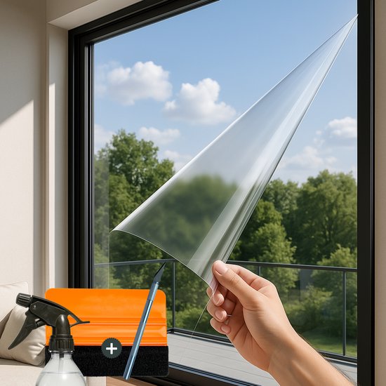 Film isolant pour fenêtre résistant aux UV AVOID® – 45 x 300 cm – Montage statique – Convient au Glas HR++ – Économie Énergie et d'UV – Incl. Toucher et couteau