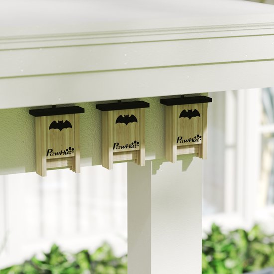 PawHut Fledermauskasten 3er-Set, Fledermaushaus, Nistkasten für Fledermäuse, Fledermausbox zum Aufhängen für Gärten, Obstplantagen, Bauernhöfe, Tannenholz, 18 x 6 x 22,5 cm, Natur