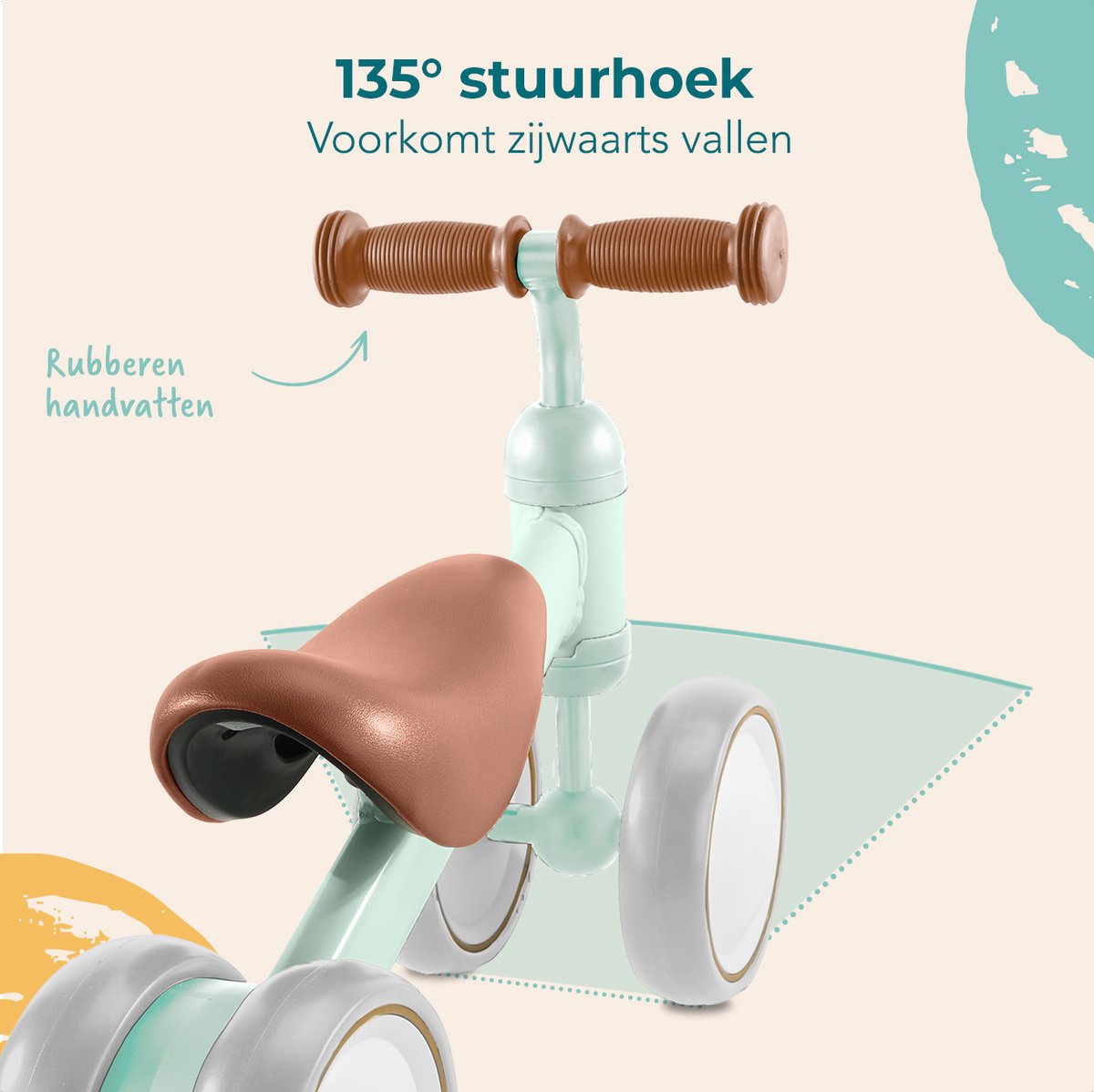 LifeGoods Loopfiets - Speelgoed Vanaf 1 jaar - Kinderstep - Loopfietsje - Pastelgroen — afbeelding 4