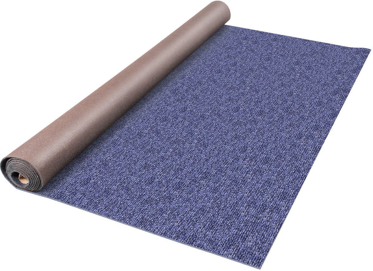 Vloerkleed - Loper Tapijt 1,8 x 11 m - Hoogpolig en Zacht - Effen Kleur - Voor Slaapkamer en Woonkamer - Scandinavische Stijl - Blauw