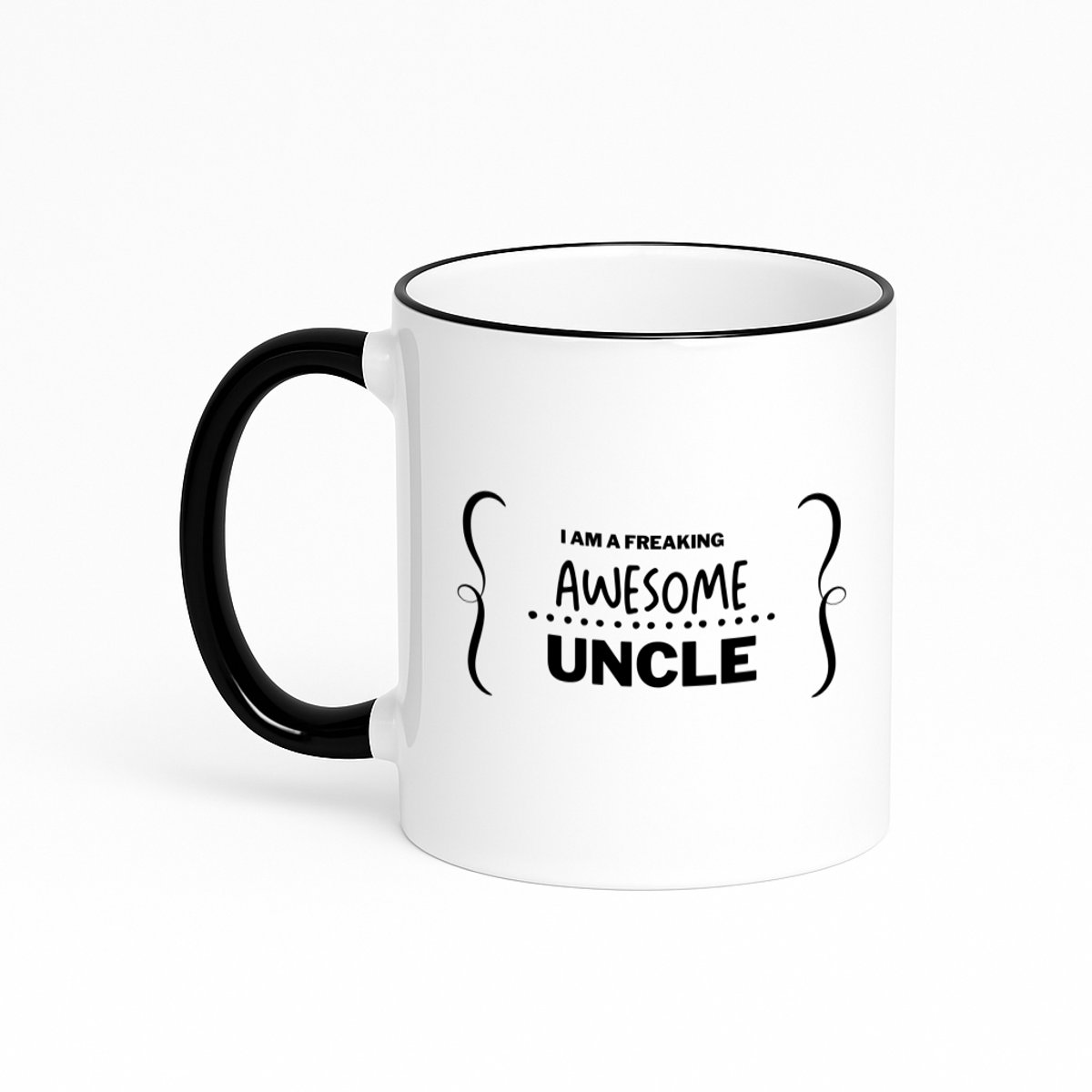 Hacebo® - I am a freaking awesome uncle koffiebeker met gekleurde rand zwart - Oom - geweldige oom - thee mok - koffie beker - liefste oom - verjaardag - cadeau - kado - bedankje - geschenk - koffiemok - 330 ML
