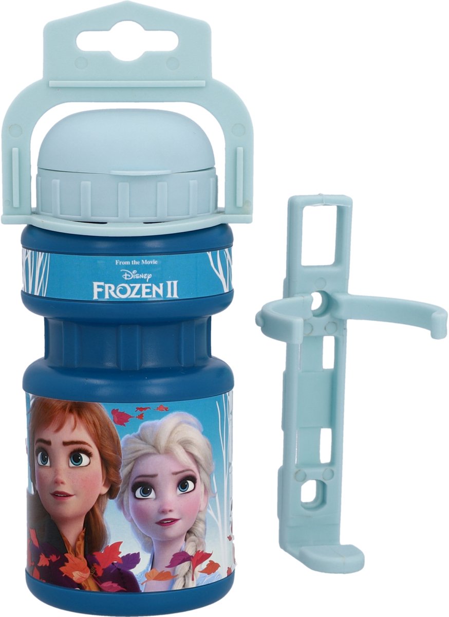 Disney Bidon Met Bidonhouder Frozen 2 Blauw 350 Ml