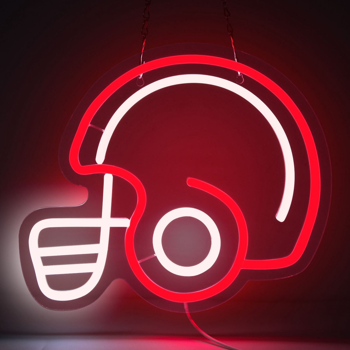 Voetbal LED Neon Verlichting - USB-aangedreven met Aan/Uit - Neon Led Lamp - Wanddecoratie voor Speelkamer & Slaapkamer - Incl Ophanghaakjes, Ideaal voor Feest, Festivals en Speciale Gelegenheden(Rood)