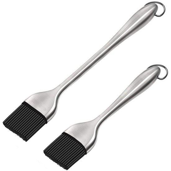 Coolinato Set van 2 siliconen kooklepels, 25 cm en 29 cm, siliconen kop, houten steel van acaciahout, hittebestendig, zacht voor gecoate pannen