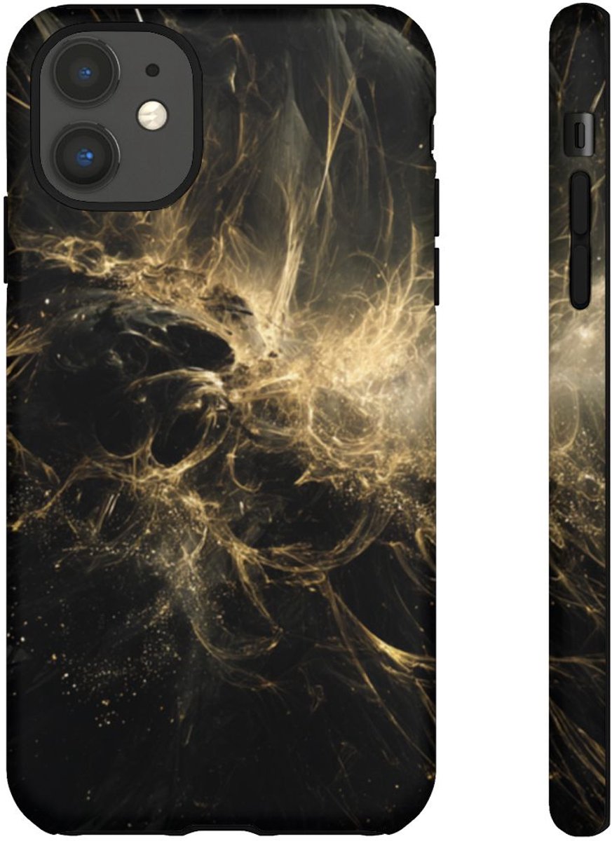 Abstracte Kosmische Goud-Zwarte Wervelingen – Telefoonhoesje Geschikt voor iPhone 11