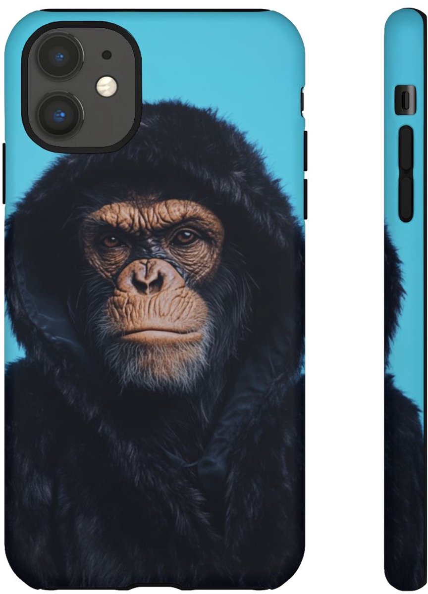 Aap met Zwarte Hoodie – Telefoonhoesje Geschikt voor iPhone 11