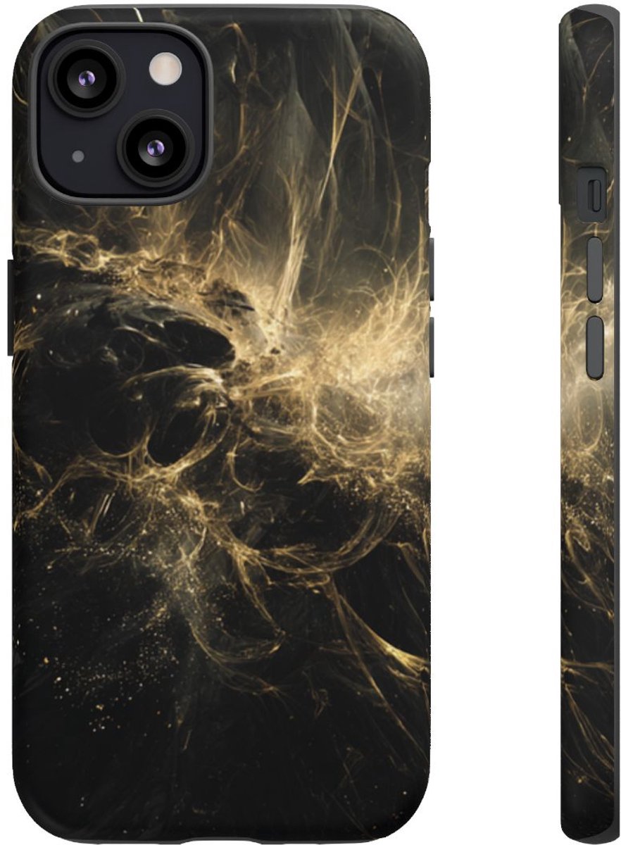 Abstracte Kosmische Goud-Zwarte Wervelingen – Telefoonhoesje Geschikt voor iPhone 13