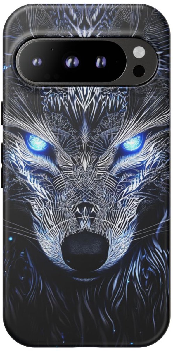 Majestueuze Wolf met Gloeiende Ogen – Telefoonhoesje Geschikt voor Pixel 9 Pro