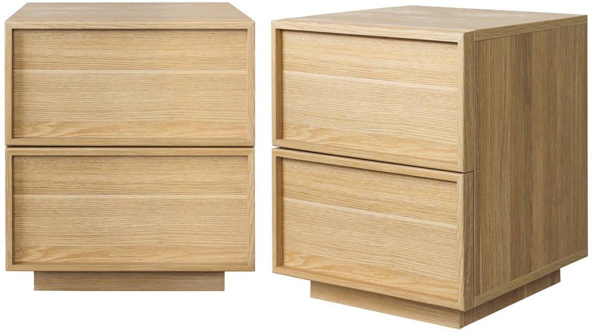 sweeek - Set van 2 nachtkastjes met hout-effect 2 laden - kuba
