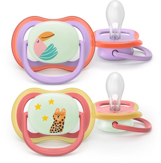 Philips Avent Ultra Air Night - Glow-in-the-dark fopspeen –(18 mnd+) Extra luchtopeningen - 2 stuks - SCF376/33 van Philips — afbeelding 2