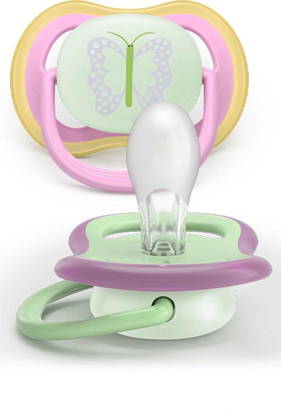 Philips Avent Ultra Air Night - Glow-in-the-dark fopspeen –(6-18 mnd) Extra luchtopeningen - 2 stuks - SCF376/29 van Philips Avent — afbeelding 4